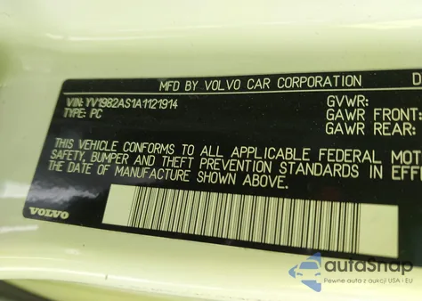 2010 Volvo S80 3.2 из США, поврежденный, VIN YV1982AS1A1121914